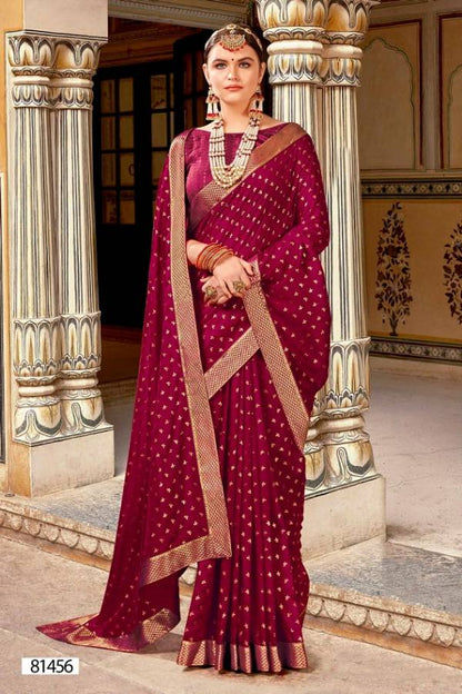 Festive wear vichitra silk with attached blouse