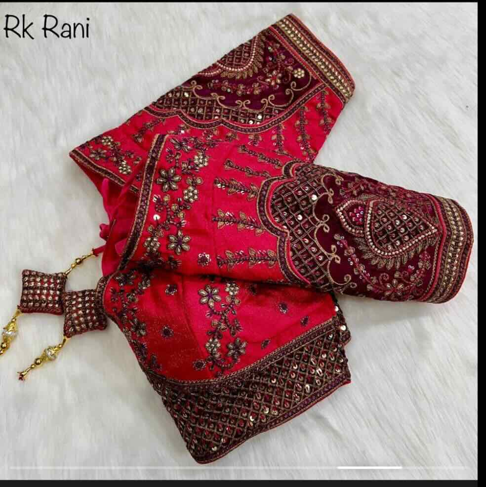 Red maroon Rajwadi blouse back open