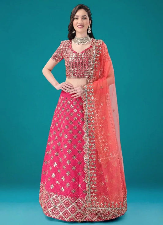 Rani pink gold sequence lehenga