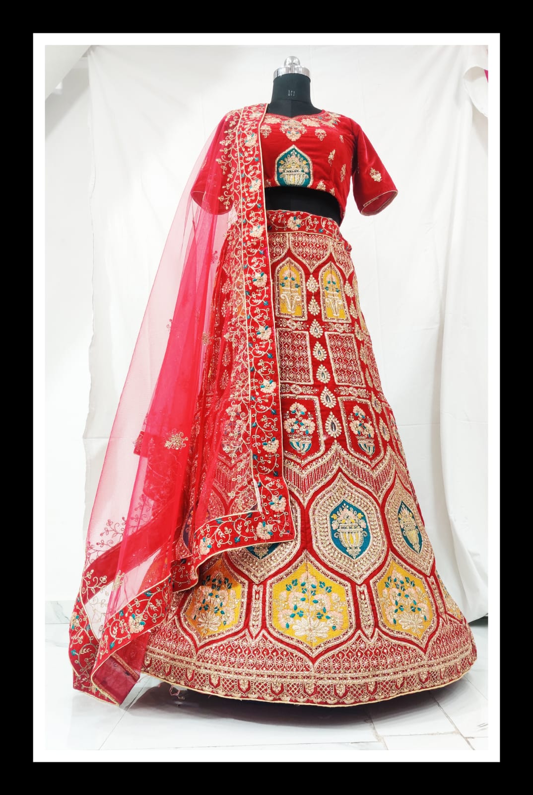 red Velvet lehenga wedding wear