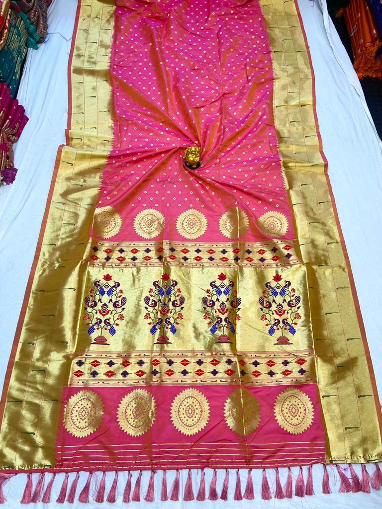 Paithani saree semi banaras silk with ready blouse, fall, pico