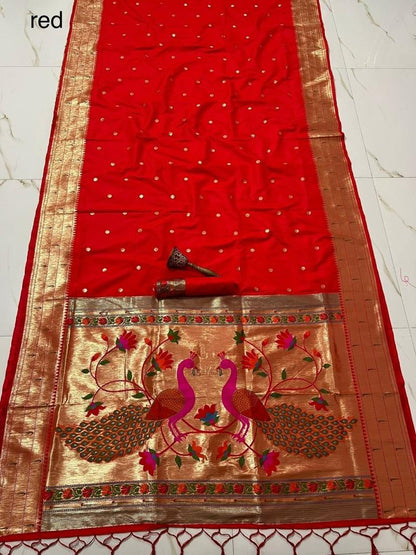 Paithani saree semi banaras silk with ready blouse, fall, pico